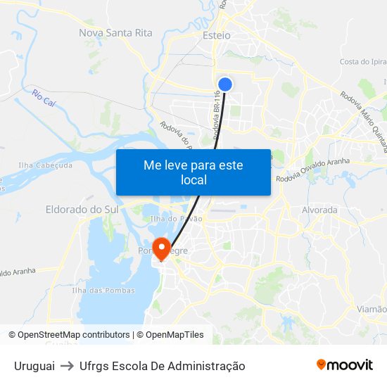 Uruguai to Ufrgs Escola De Administração map