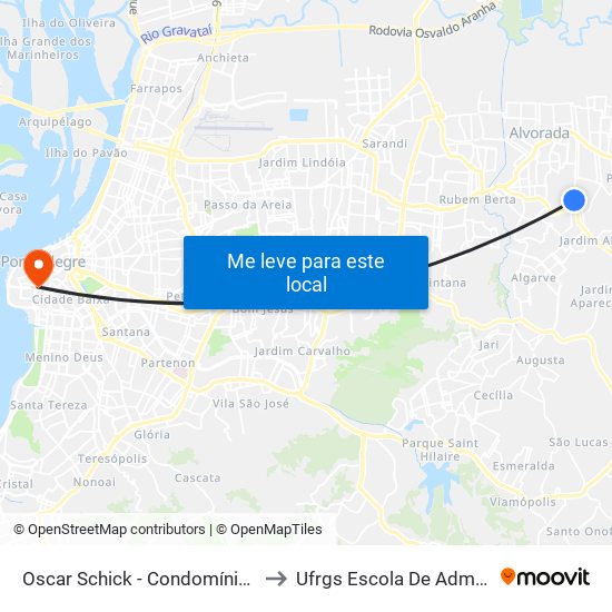 Oscar Schick - Condomínio Bela Vista to Ufrgs Escola De Administração map