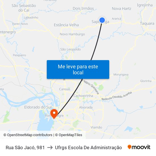 Rua São Jacó, 981 to Ufrgs Escola De Administração map