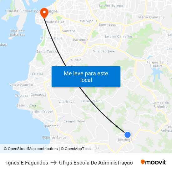 Ignês E Fagundes to Ufrgs Escola De Administração map