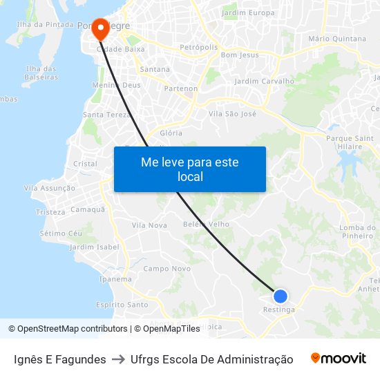 Ignês E Fagundes to Ufrgs Escola De Administração map