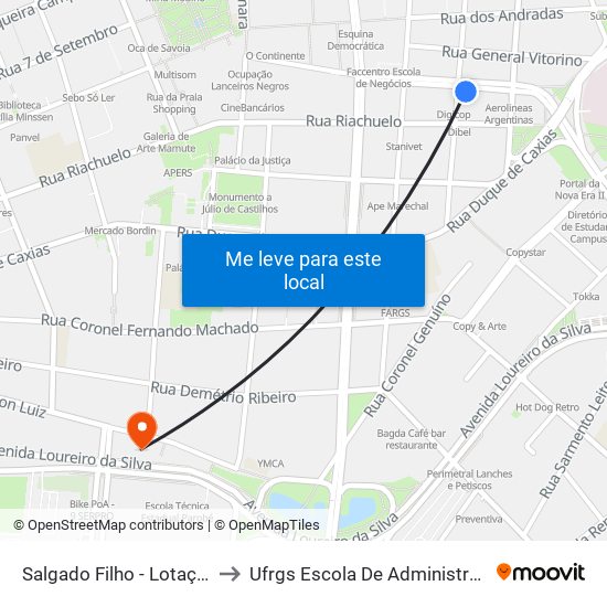 Salgado Filho - Lotações to Ufrgs Escola De Administração map