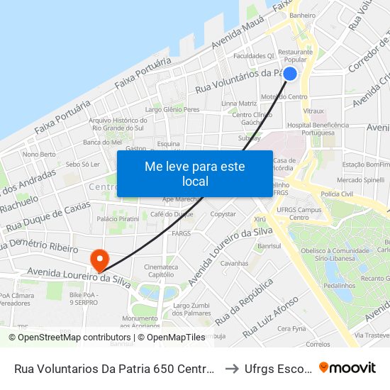 Rua Voluntarios Da Patria 650 Centro Histórico Porto Alegre - Rio Grande Do Sul 90030 Brasil to Ufrgs Escola De Administração map