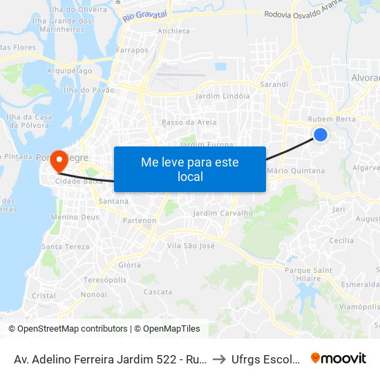 Av. Adelino Ferreira Jardim 522 - Rubem Berta Porto Alegre - Rs 91250-310 Brasil to Ufrgs Escola De Administração map
