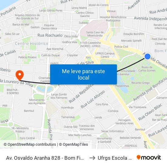 Av. Osvaldo Aranha 828 - Bom Fim Porto Alegre - Rs 90035-190 Brasil to Ufrgs Escola De Administração map