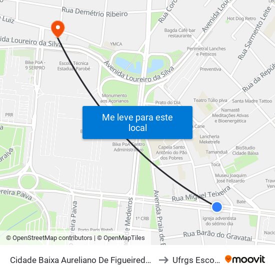 Cidade Baixa Aureliano De Figueiredo Pinto - Cidade Baixa Porto Alegre - Rs 90830-520 Brasil to Ufrgs Escola De Administração map