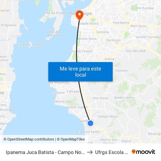 Ipanema Juca Batista - Campo Novo Porto Alegre - Rs 91760-070 Brasil to Ufrgs Escola De Administração map