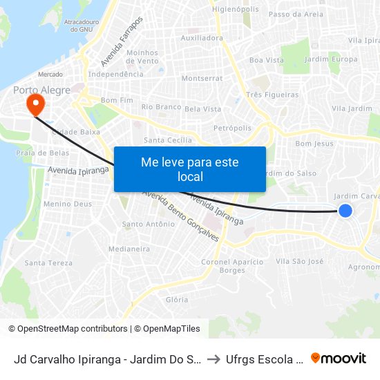 Jd Carvalho Ipiranga - Jardim Do Salso Porto Alegre - Rs 91530-110 Brasil to Ufrgs Escola De Administração map