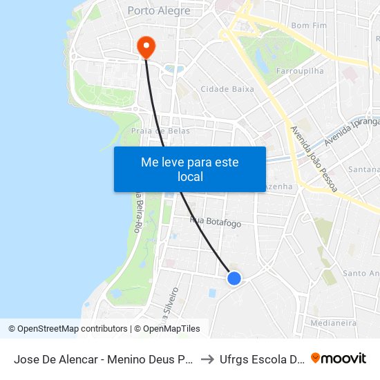 Jose De Alencar - Menino Deus Porto Alegre - Rs 90850-250 Brasil to Ufrgs Escola De Administração map