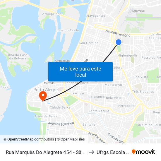 Rua Marquês Do Alegrete 454 - São João Porto Alegre - Rs 91020-030 Brasil to Ufrgs Escola De Administração map