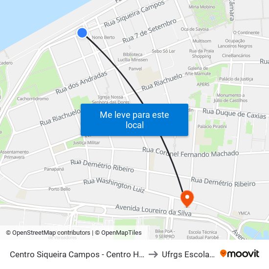 Centro Siqueira Campos - Centro Histórico Porto Alegre - Rs 90010-001 Brasil to Ufrgs Escola De Administração map