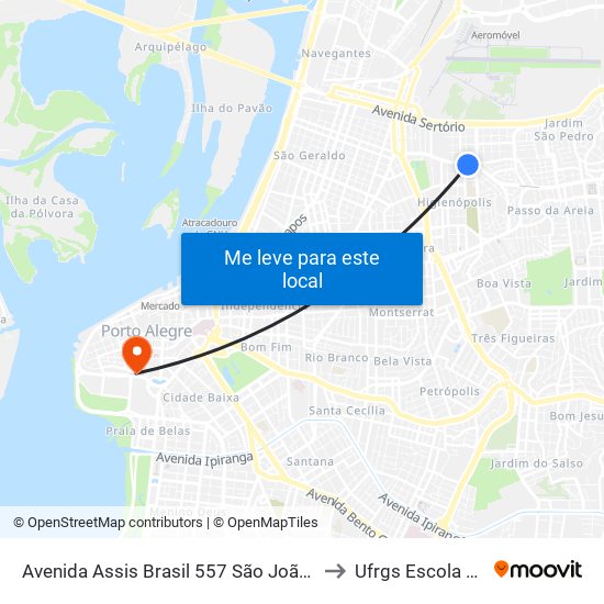 Avenida Assis Brasil 557 São João Porto Alegre - Rs 90550-130 Brasil to Ufrgs Escola De Administração map