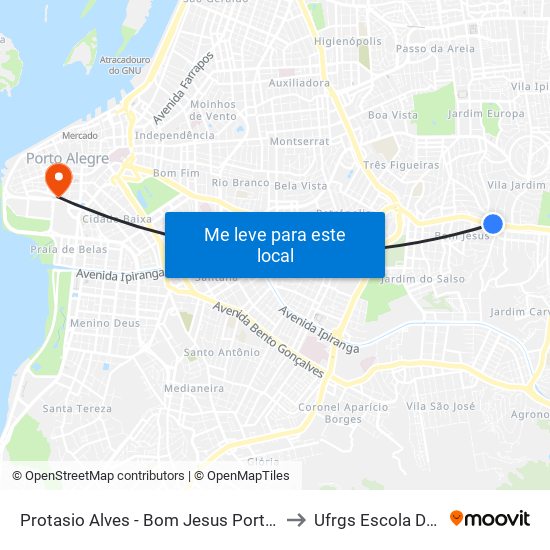 Protasio Alves - Bom Jesus Porto Alegre - Rs 91330-590 Brasil to Ufrgs Escola De Administração map