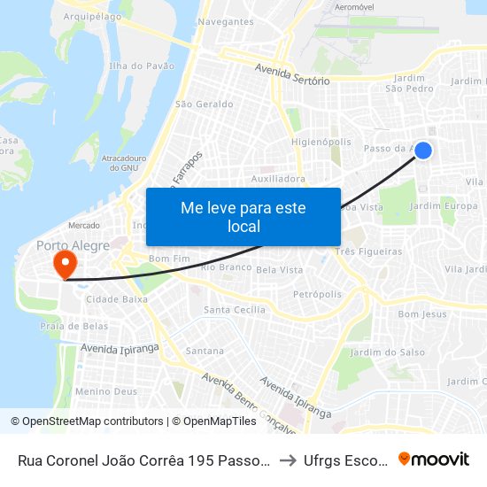 Rua Coronel João Corrêa 195 Passo Da Areia Porto Alegre - Rio Grande Do Sul 91350 Brasil to Ufrgs Escola De Administração map