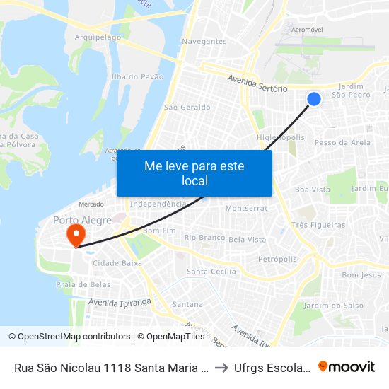 Rua São Nicolau 1118 Santa Maria Goretti Porto Alegre - Rs 91030-230 Brasil to Ufrgs Escola De Administração map