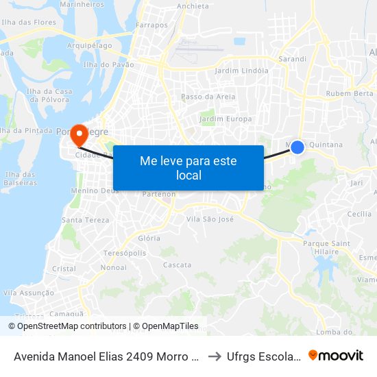 Avenida Manoel Elias 2409 Morro Santana Porto Alegre - Rs 91240-260 Brasil to Ufrgs Escola De Administração map