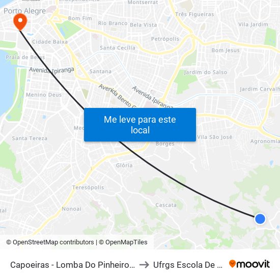 Capoeiras - Lomba Do Pinheiro Porto Alegre - Rs Brasil to Ufrgs Escola De Administração map