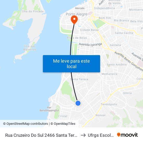 Rua Cruzeiro Do Sul 2466 Santa Teresa Porto Alegre - Rio Grande Do Sul 90840 Brasil to Ufrgs Escola De Administração map