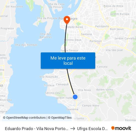 Eduardo Prado - Vila Nova Porto Alegre - Rs 91750-550 Brasil to Ufrgs Escola De Administração map