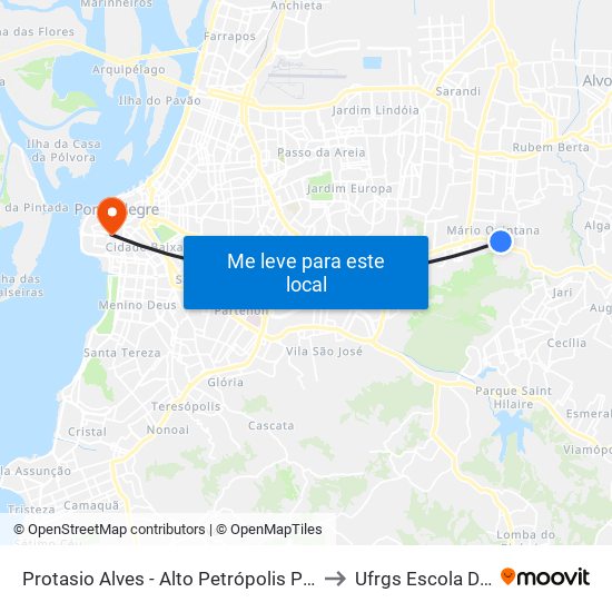 Protasio Alves - Alto Petrópolis Porto Alegre - Rs 91260-000 Brasil to Ufrgs Escola De Administração map