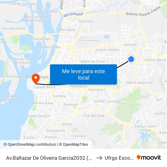 Av.Baltazar De Oliveira Garcia2032 (Corredor Bc) - Sarandi Porto Alegre - Rs 91230-300 Brasil to Ufrgs Escola De Administração map