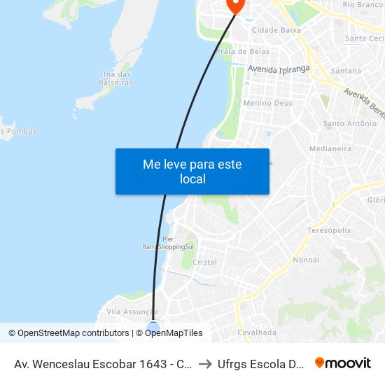 Av. Wenceslau Escobar 1643 - Cristal Porto Alegre - Rs Brasil to Ufrgs Escola De Administração map