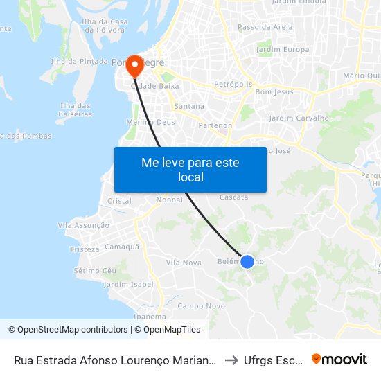 Rua Estrada Afonso Lourenço Mariante 68-134 - Lomba Do Pinheiro Porto Alegre - Rs 91787-260 Brasil to Ufrgs Escola De Administração map