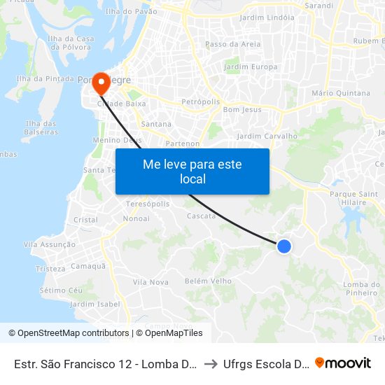 Estr. São Francisco 12 - Lomba Do Pinheiro Porto Alegre - Rs Brasil to Ufrgs Escola De Administração map