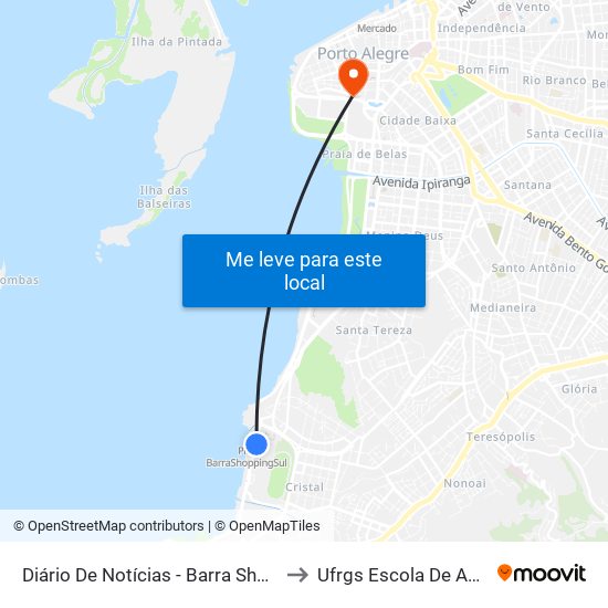 Diário De Notícias - Barra Shopping / Catamarã to Ufrgs Escola De Administração map