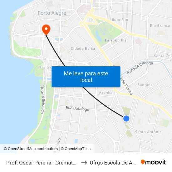 Prof. Oscar Pereira - Crematório Metropolitano to Ufrgs Escola De Administração map