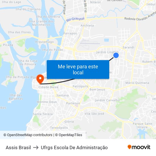 Assis Brasil to Ufrgs Escola De Administração map