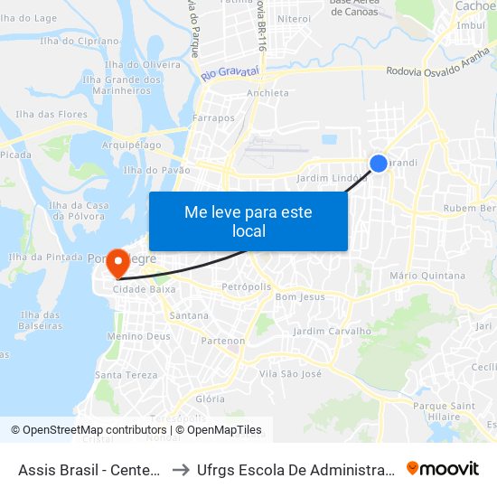 Assis Brasil - Centerlar to Ufrgs Escola De Administração map