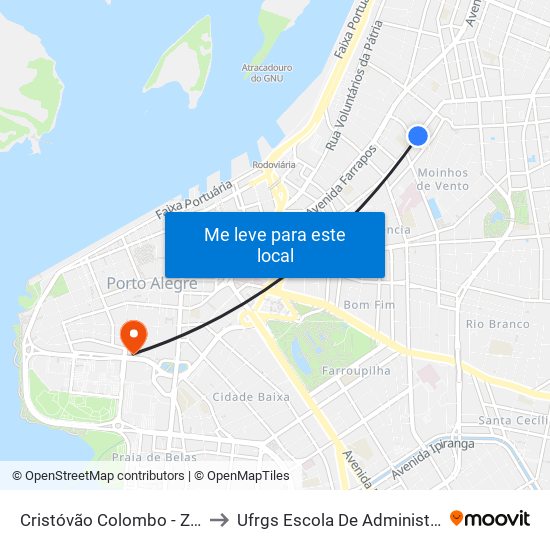 Cristóvão Colombo - Zaffari to Ufrgs Escola De Administração map