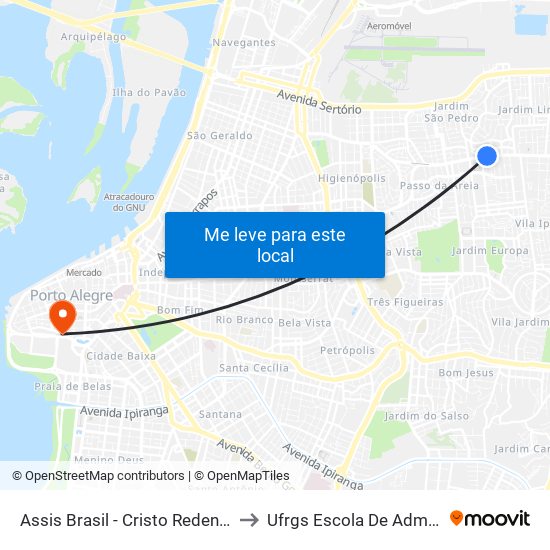 Assis Brasil - Cristo Redentor [Centro] to Ufrgs Escola De Administração map