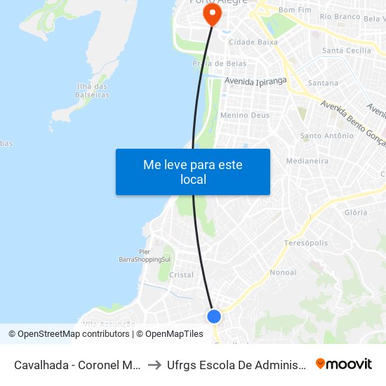 Cavalhada - Coronel Massot to Ufrgs Escola De Administração map