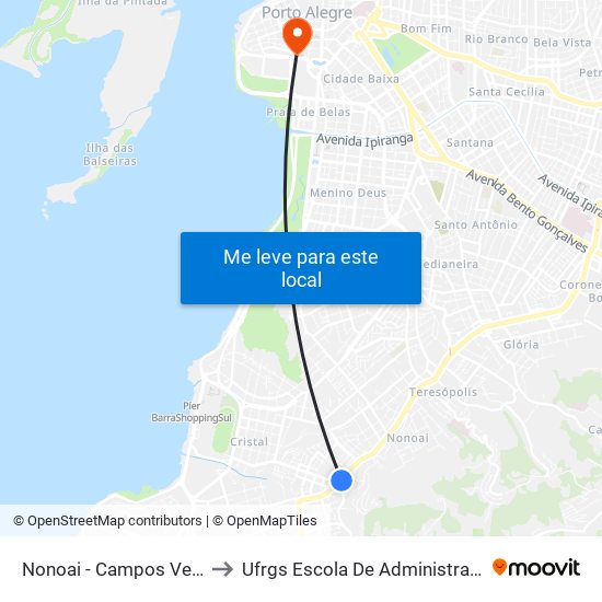 Nonoai - Campos Velho to Ufrgs Escola De Administração map