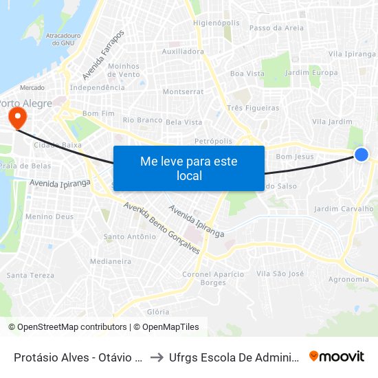 Protásio Alves - Otávio Santos to Ufrgs Escola De Administração map