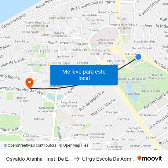 Osvaldo Aranha - Inst. De Educação Cb to Ufrgs Escola De Administração map