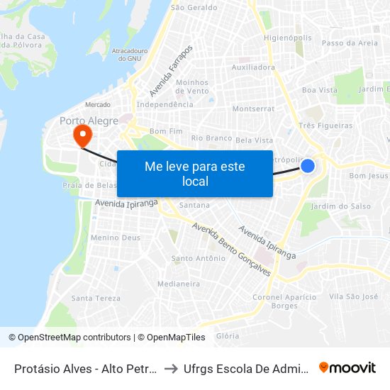 Protásio Alves - Alto Petrópolis Cb to Ufrgs Escola De Administração map