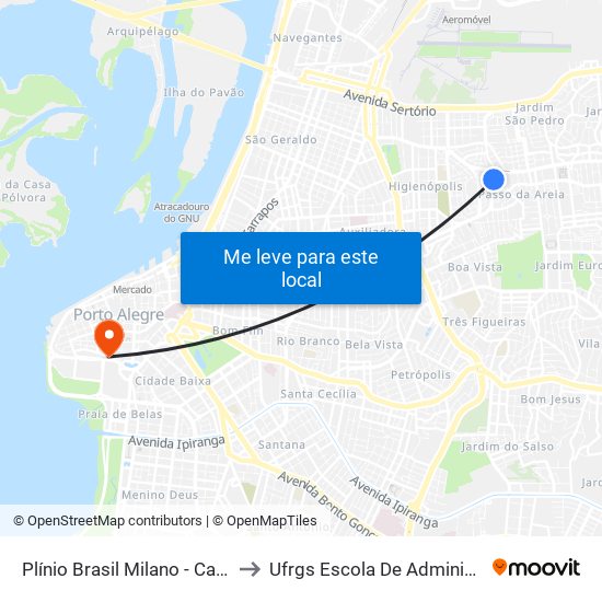 Plínio Brasil Milano - Carrefour to Ufrgs Escola De Administração map