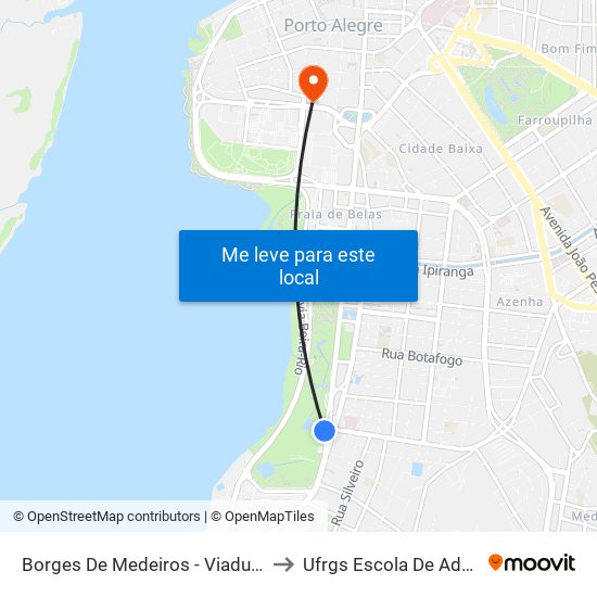 Borges De Medeiros - Viaduto Dom Pedro I to Ufrgs Escola De Administração map