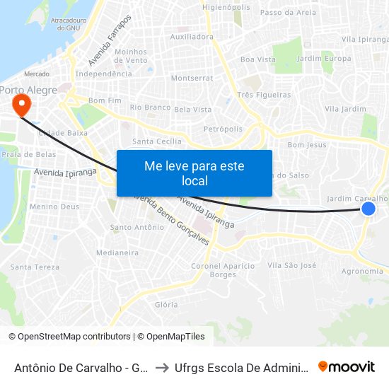 Antônio De Carvalho - Gauchão to Ufrgs Escola De Administração map