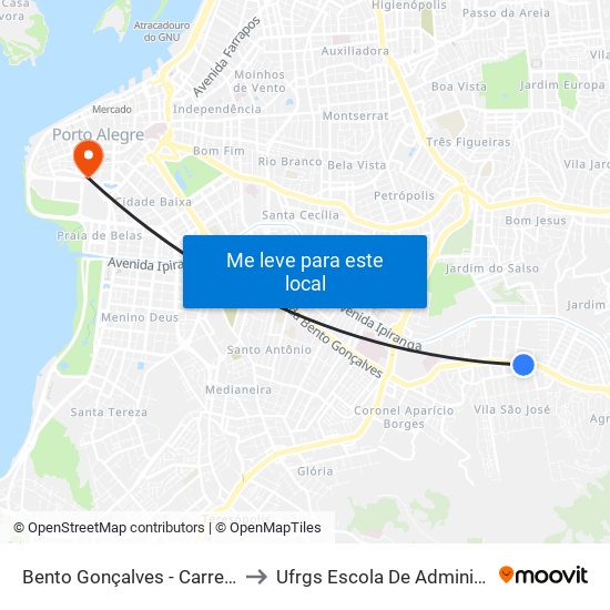 Bento Gonçalves - Carrefour Cb to Ufrgs Escola De Administração map