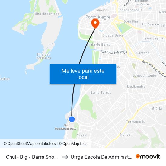Chuí - Big / Barra Shopping to Ufrgs Escola De Administração map
