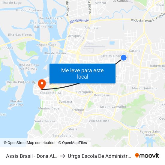 Assis Brasil - Dona Alzira to Ufrgs Escola De Administração map