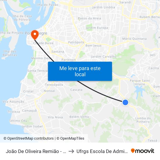 João De Oliveira Remião - Parada 07 to Ufrgs Escola De Administração map