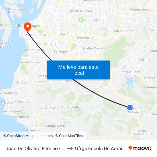 João De Oliveira Remião - Parada 13 to Ufrgs Escola De Administração map