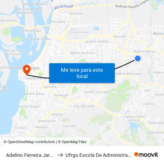 Adelino Ferreira Jardim to Ufrgs Escola De Administração map
