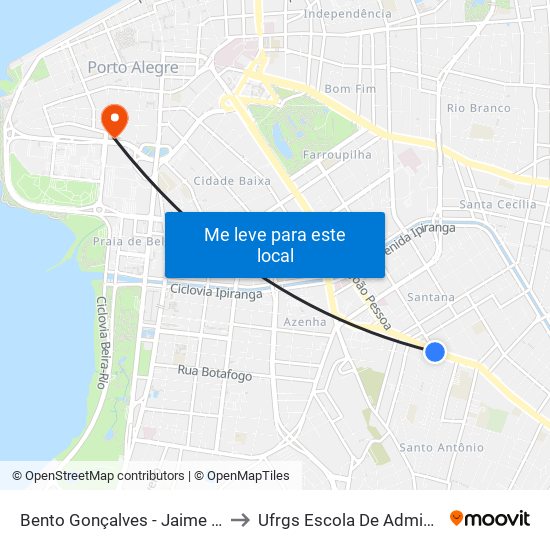 Bento Gonçalves - Jaime Telles Cb to Ufrgs Escola De Administração map