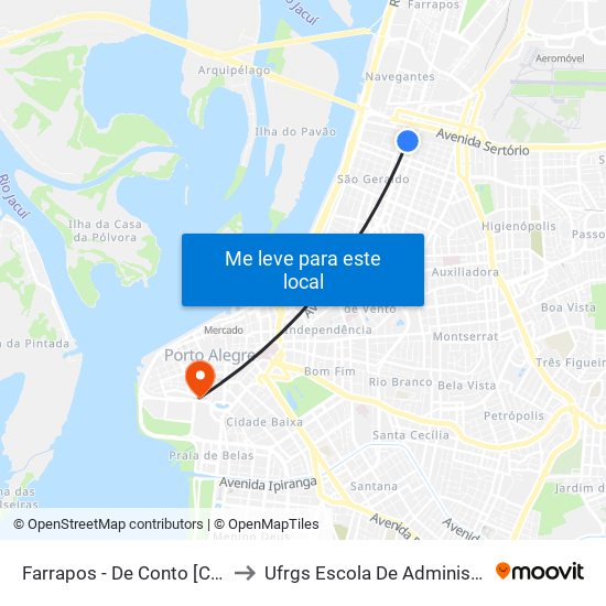 Farrapos - De Conto [Centro] to Ufrgs Escola De Administração map